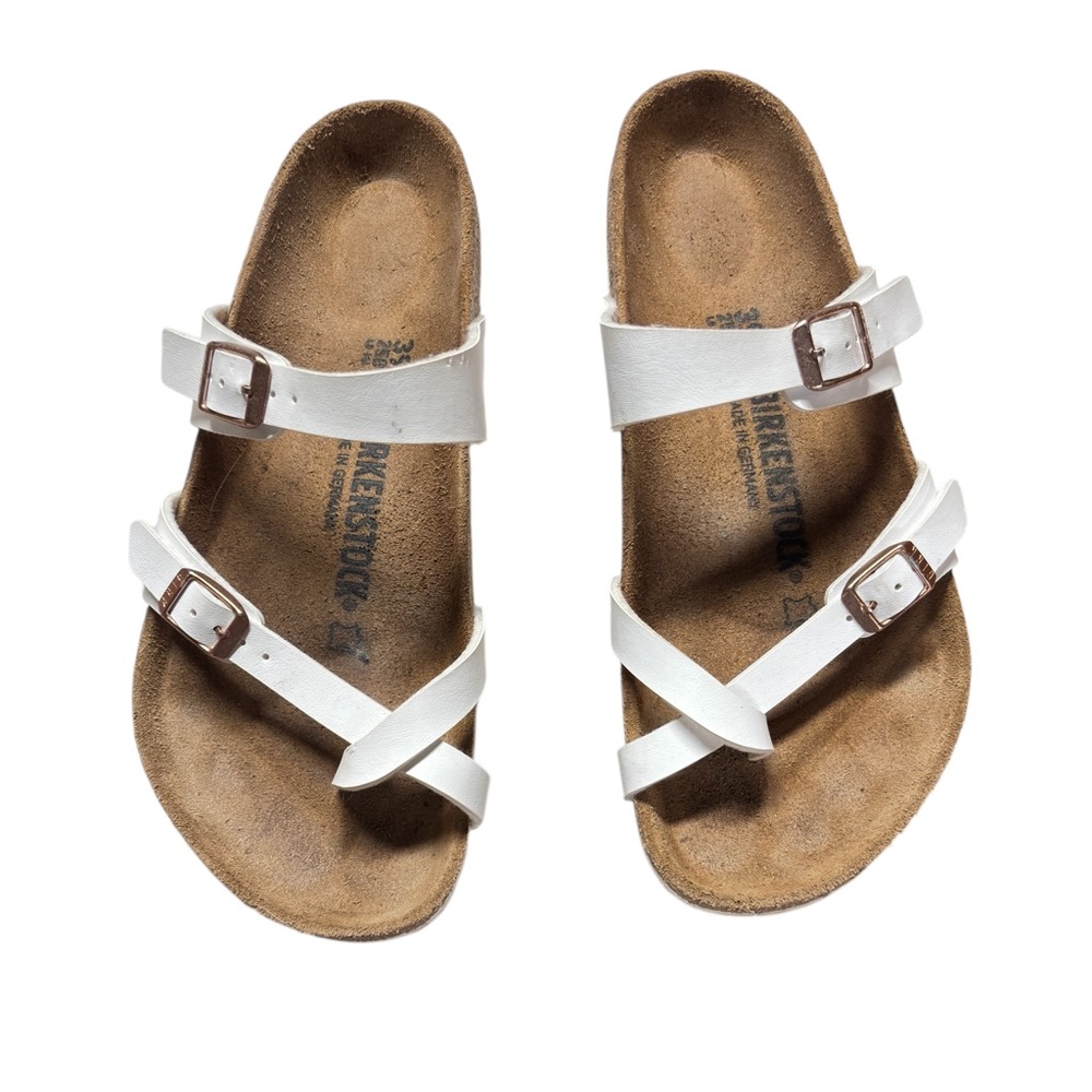 Ends 12/11 - Birkenstock Women’s White Vegan Leather Cork Mayari Sandals